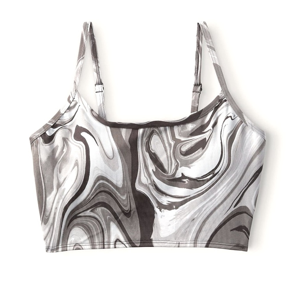 PINK Victoria’s Secret, Women’s Marble Gray White Workout Tie Dye Sports Bra Top